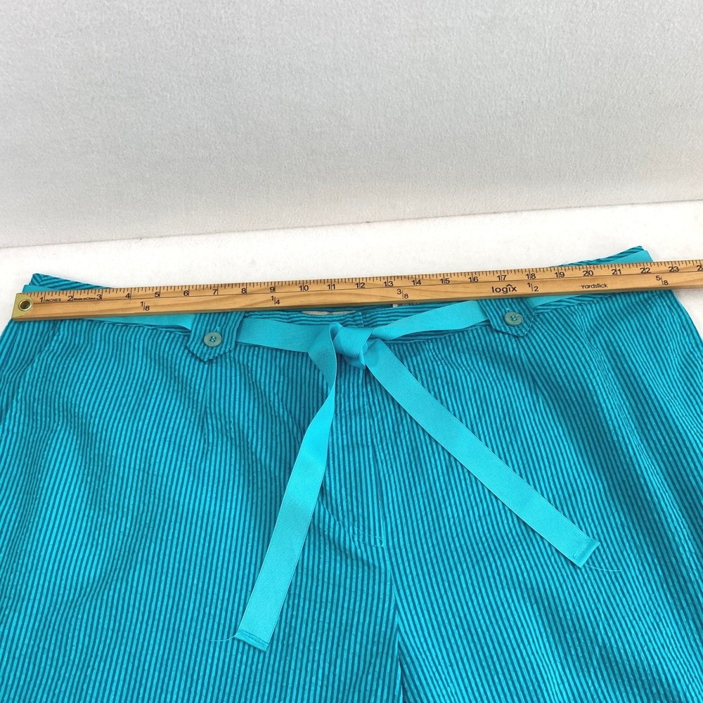 Duck Head Teal Blue Seersucker Striped Capri Pants‎ Plus Size 24W Coastal Summer - Picture 5 of 10